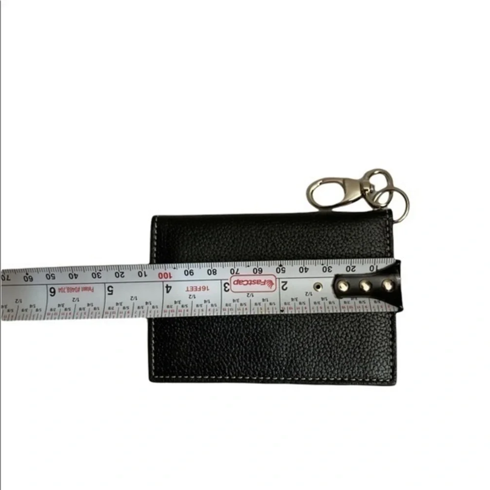 Levenger black leather mini card wallet
